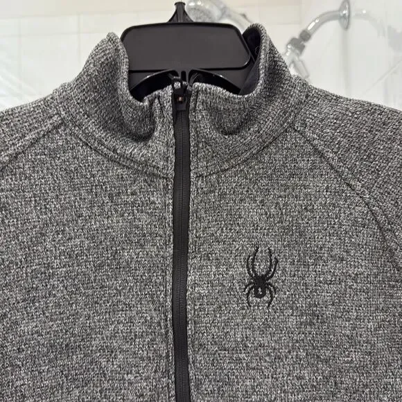 Spyder Quarter Zip Gray Black Jacket Size Medium - Picture 2 of 6